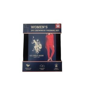 US Polo‎ Assn Womens 2PC Crewneck Thermal Set Black Size Medium Long Sleeve New